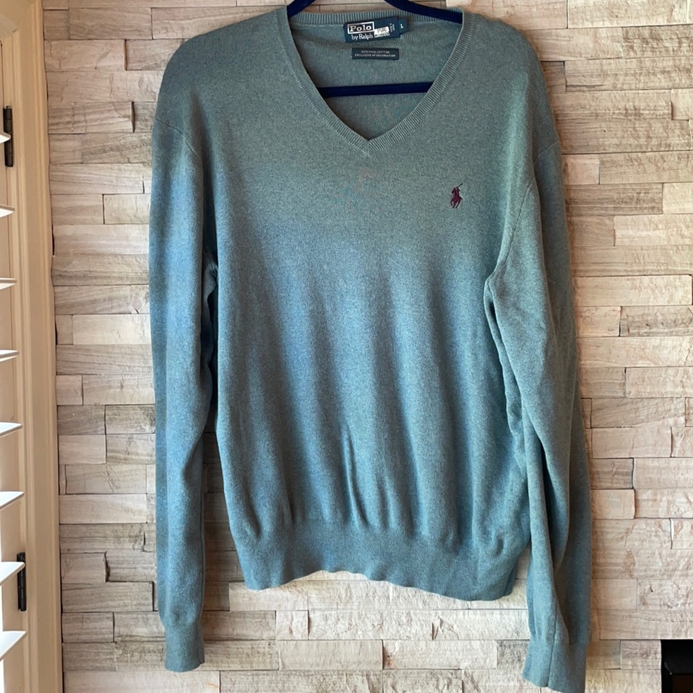 Polo cotton v-neck sweater